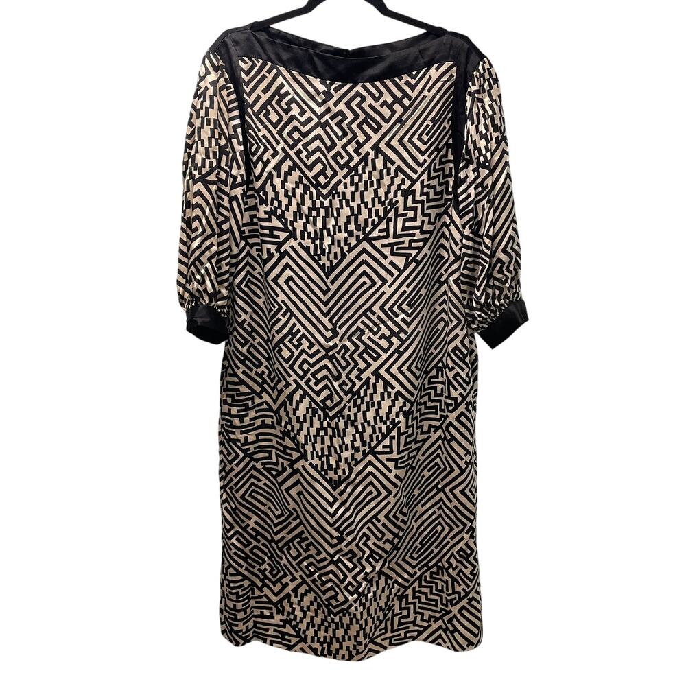 Jill Richards Dress Black White Geometric Midi Dress Shift 12